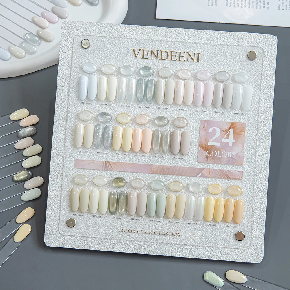 Vendeeni 24 Farben/Set Mondlicht Weiß Gel-Nagellack Magnetischer Katzenaugen-Gel-Lack Perlweiß Glitzer-Gel-Lack mit Display – Detail 11