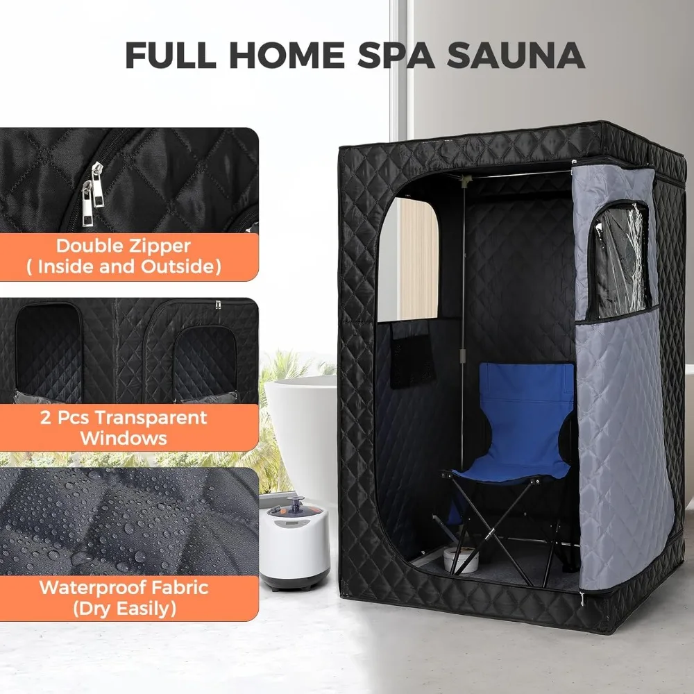 Versione aggiornata Sauna portatile Home Tenda per sauna a vapore personale per tutto il corpo a casa Spa Generatore di vapore 2.6L1000W, timer da 90 minuti