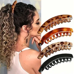 1pc Women's large leopard print Banana Clip Twister Clip Back of head,touch without trace,vertical clip High ponytail hair clip