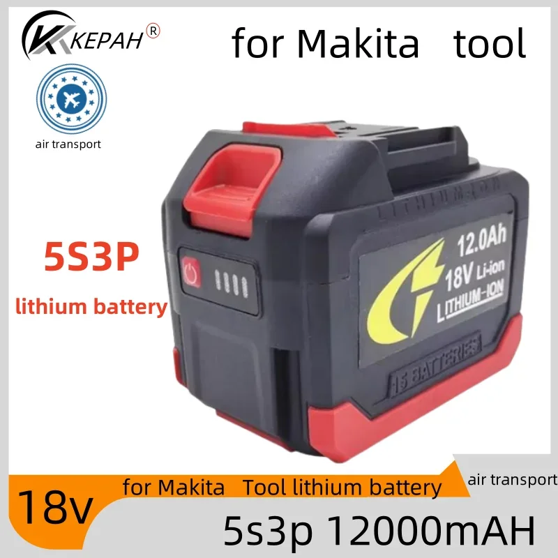 

5S3P 18V for Makita 18650 lithium battery can charge 12000mAh. Battery with high current and high discharge. Charger.