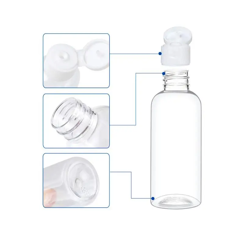 5pcs 10pcs Clear Plastic Empty Bottles with Flip Cap Portable Refillable Containers with Pipette Funnel and Labels For 5ml-60ml