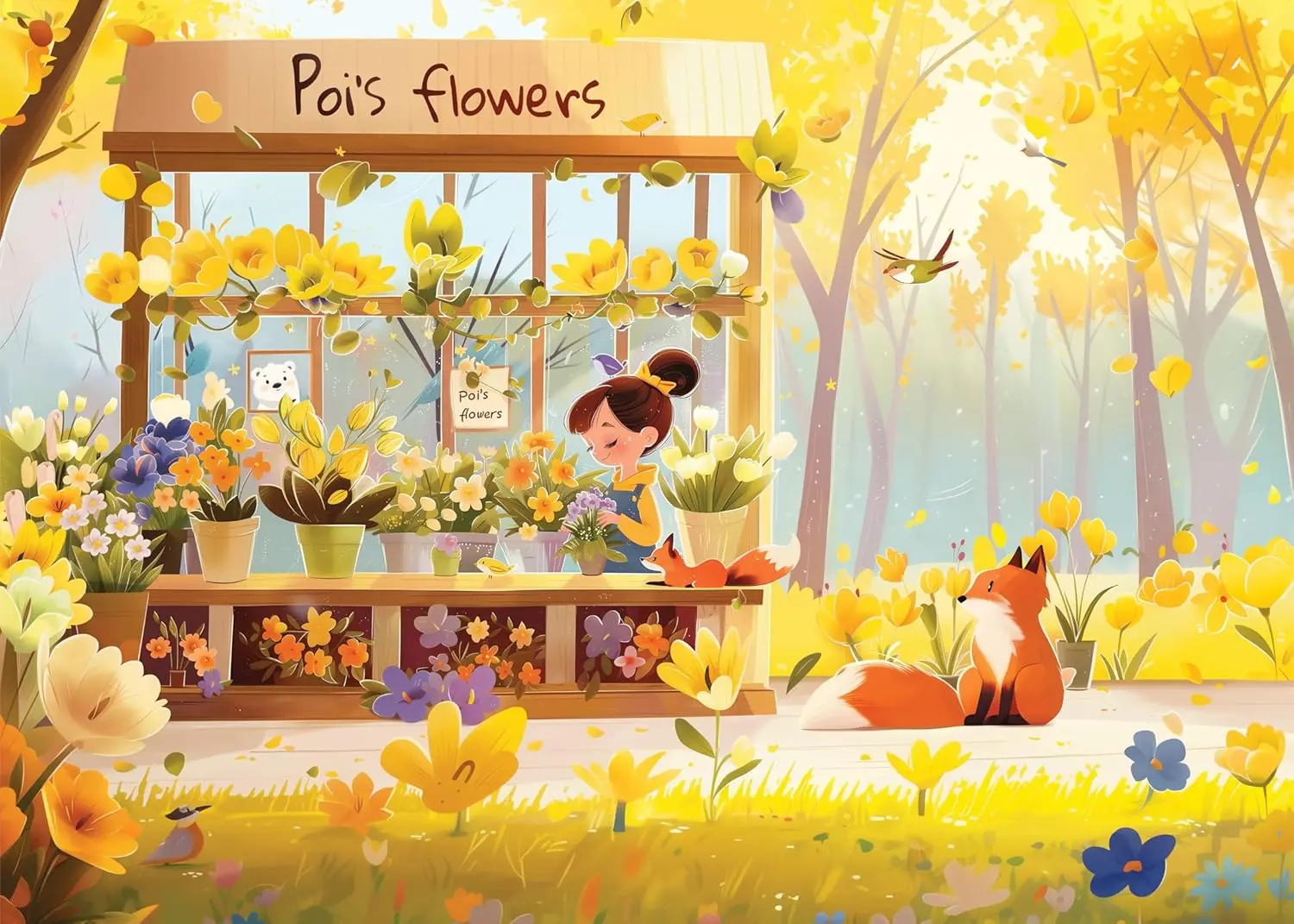 

300/500/1000 Pieces Adult Flower Shop Jigsaw Puzzle Stress Relief Entertainment Toy Spring Landscape Wooden Puzzles Kid Gift