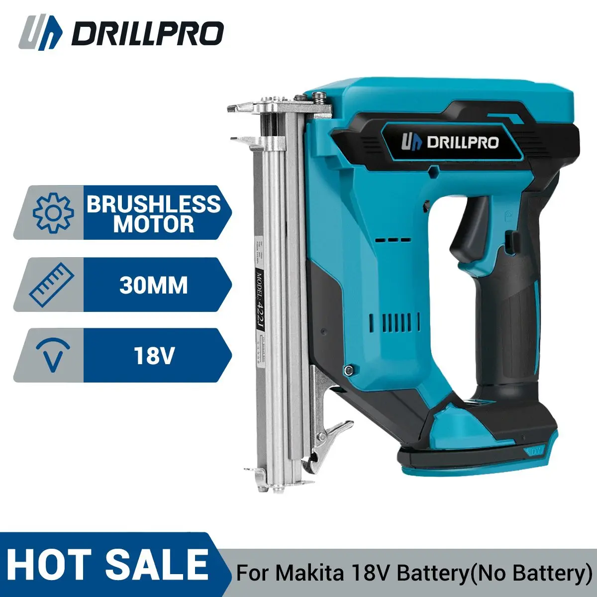 Straight u Staples Electric Nail Gun Grampeador sem Fio sem Escova Ferramentas Elétricas para Madeira para Makita Bateria 18v Drillpro-f30
