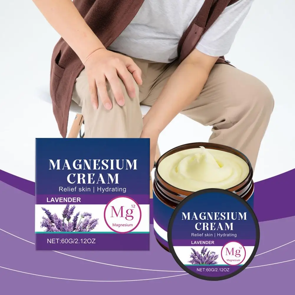 60g loção corporal de magnésio creme não-gmo aliviar a dor muscular corporal suaviza e suaviza a pele para melhor qualidade do sono relaxar ansiie e3o7