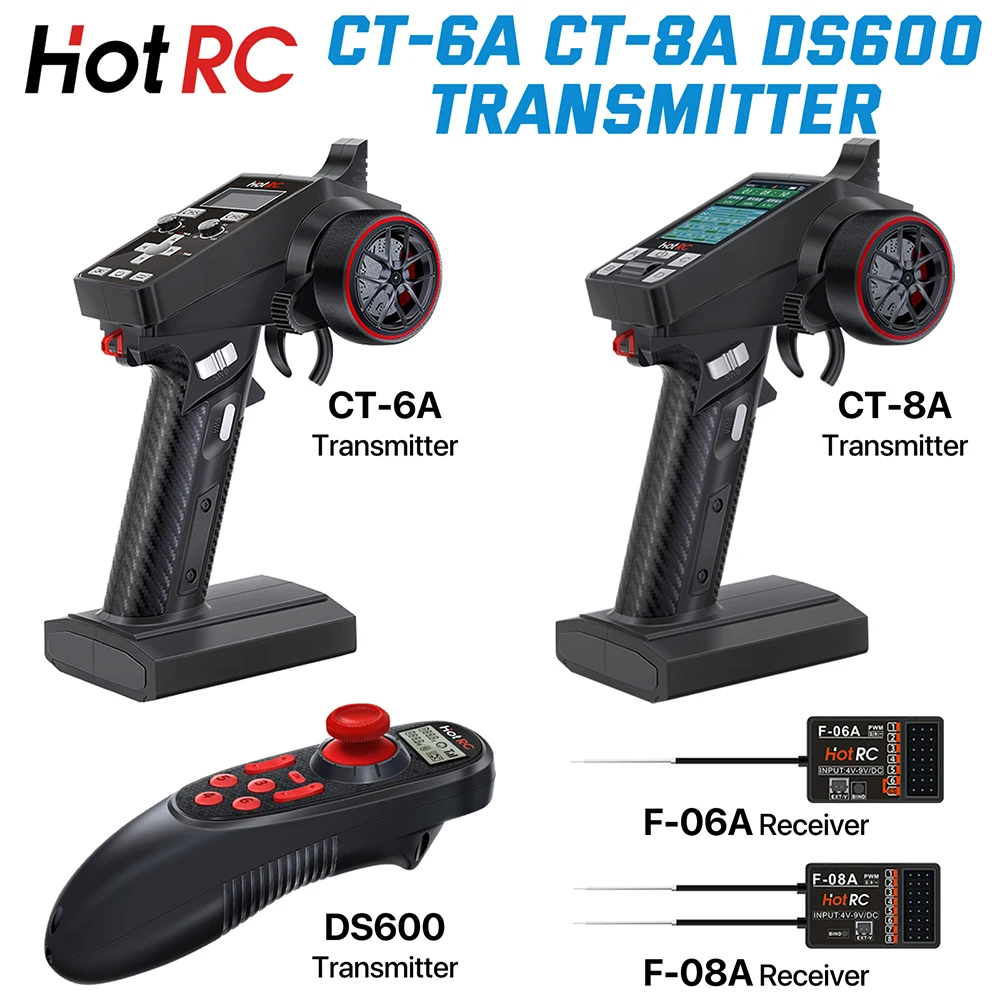 

HotRC Transmitter CT-6A CT-8A DS600 6CH 8CH 2.4GHz Radio System Remote Controller