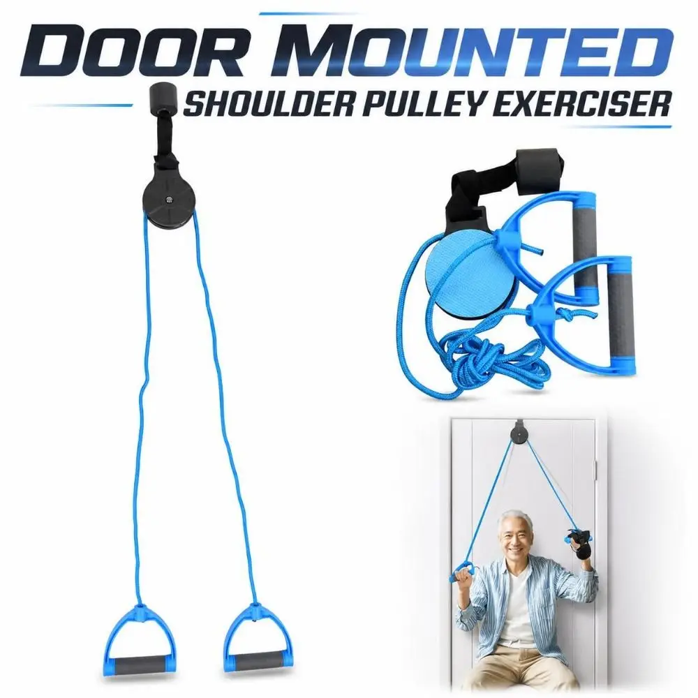 Adjustable Shoulder Pulley Exerciser Portable Sturdy Door Mounted Pulley Trainer Flexible Heavy-Duty Upper Arm Pulley Kit