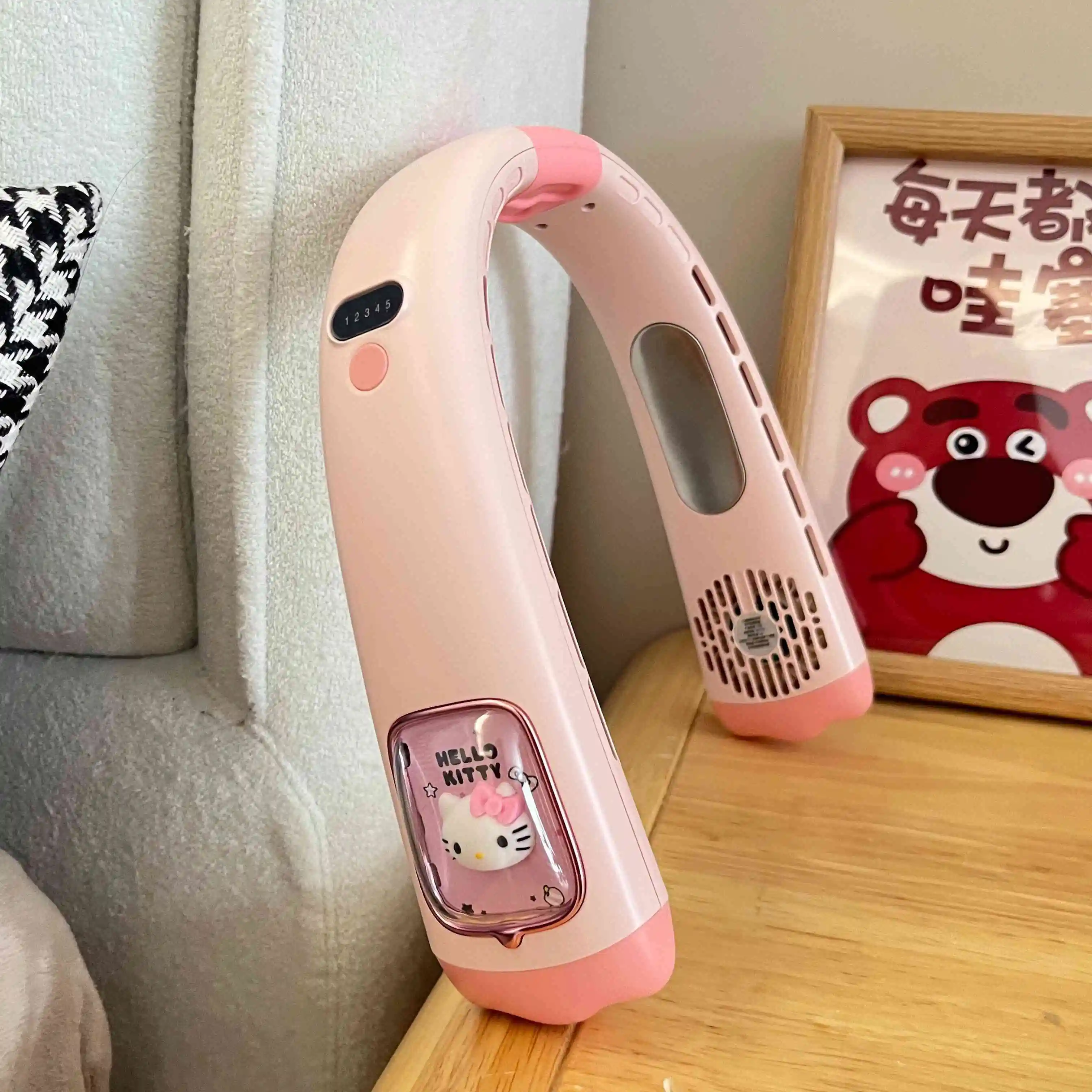 

Sanrio Hello Kitty Kuromi Pochacco Neck Hanging Fan Reduce Body Heat Portable Rechargeable Cooling For Outdoor Holiday Gift
