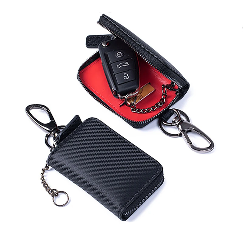 

Многофункциональный кошелек для ключей из натуральной кожи и карбона, портативный органайзер для ключей, легкий чехол для автомобильных ключей для мужчин и женщин