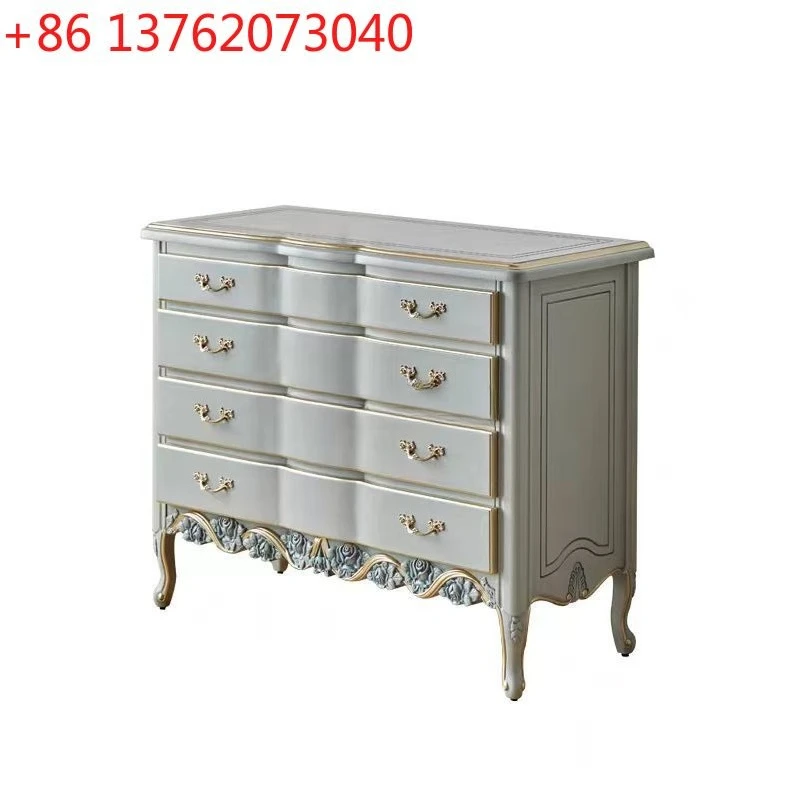 

French exquisite carved chest cabinet simple bedroom living room solid wood storage cabinet