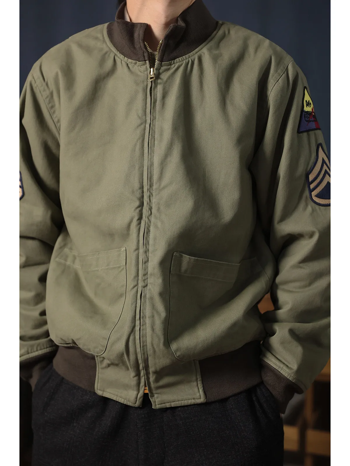 Tanker Jacket Fury American Retro Badge Short Fleece Stand Collar Military Jacket