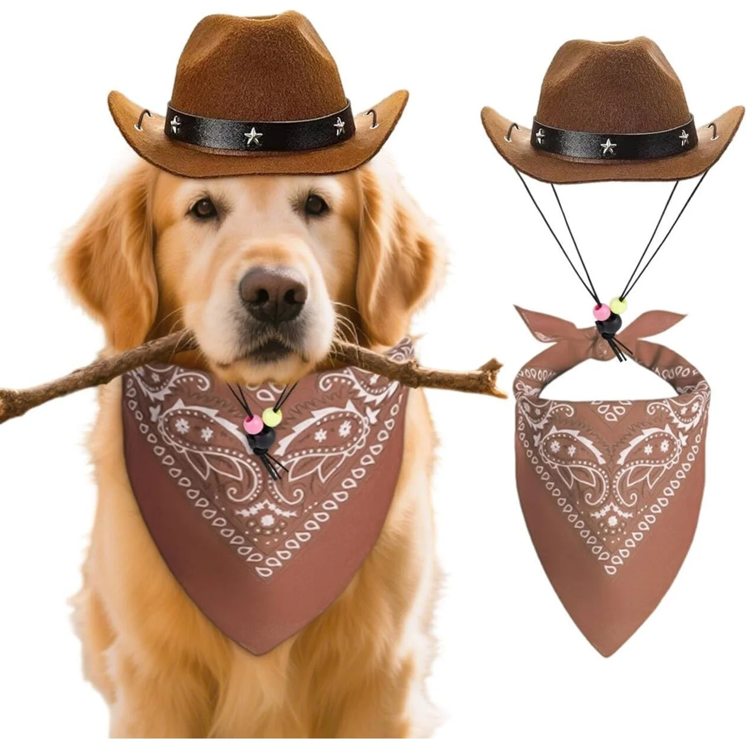 Sombrero de Vaquero para Mascotas RGT, Disfraz de Vaquero del Oeste para Perros, Pañuelo Bandana para Mascotas, Accesorios de Ropa para Fiestas de Cumpleaños Temáticas, Regalo para Perros