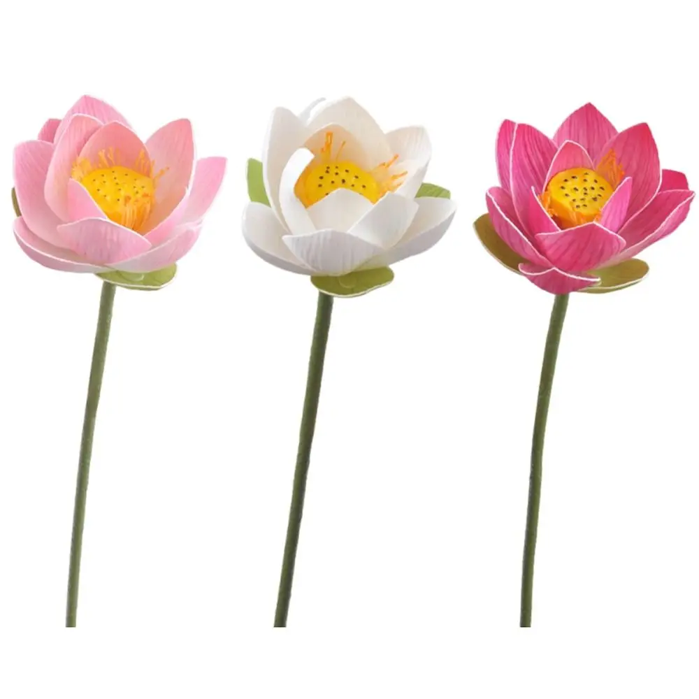 

EVA Simulated Lotus Lifelike Creativity Landscape Artificial Flower Artistic Long Stem Fake Lotus Seedpod Garden Supplies