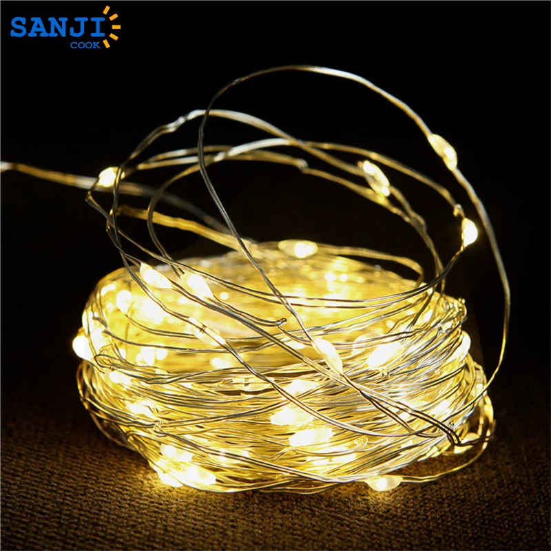 SanjiCook-Guirxiété lumineuse LED en fil de cuivre USB, étanche, éclairage de Noël, fête de mariage, vacances, décoration de la maison, nickel é, 2m-10m