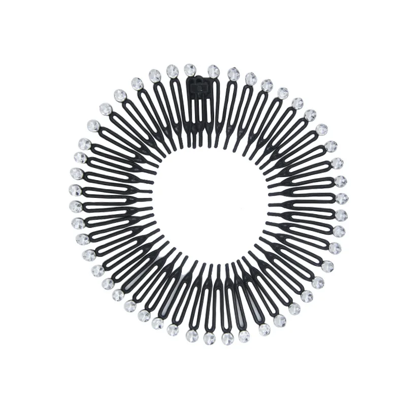 Women Plastic Full Circle Stretch Diamond Flexible Comb Teeth Headband Hair Band Clip Face Wash Fixed Hair Accessories Non-Slip