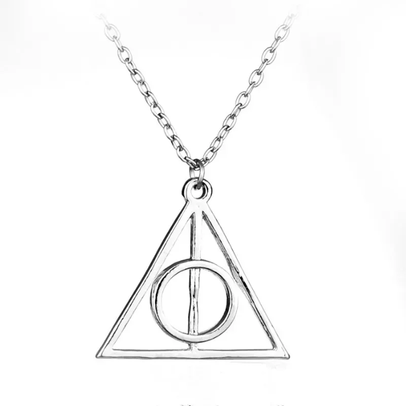 Harries Series Necklace Vintage Stylish Minimalist Potter Deathly Hallow Triangle Pendant Movie Fashion Jewelry No Rotation Gift