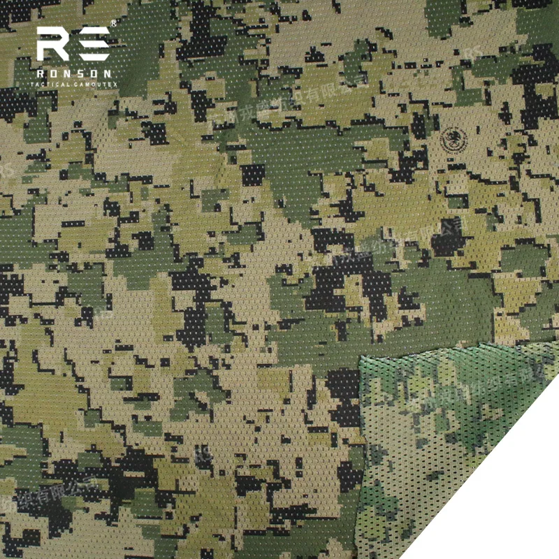 US4CES 120gsm Light Weight Double Sided Printed Mesh Fabric Netherlands Woodland Camouflage for Tactical Gears Face Mask