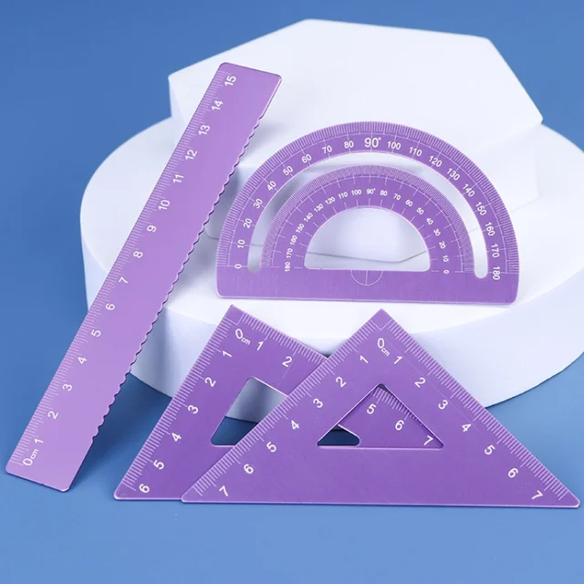 4pcs Metal Ruler Set - 6 Colors Maths and Drawing Tools, Drafting Rulers for Students and Designers 6