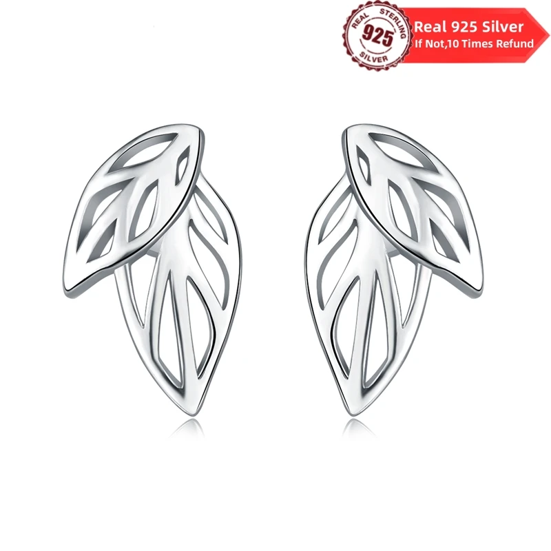 100% Sterling Silver 925 Earring leafage Women Stud Earrings Fit Original Pandora Earrings Ladies Wedding Jewelry Gifts