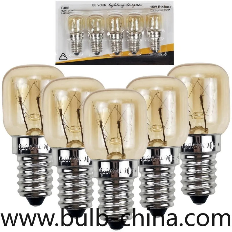 5pcs 220V E14 300 Degree High Temperature Resistant Microwave Oven Bulb Cooker Lighting Bulb 15W 25W  Gold Silver