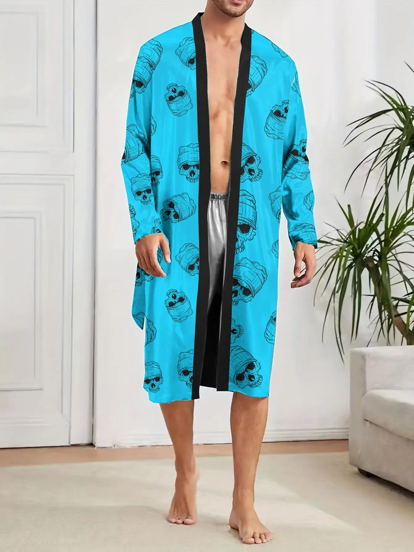 1pcs Men's Robes 2026 Spring/Summer Sleepwear sleepwear Bathrobe man 3D Printed Robe man Shower robe Breathable Graphic