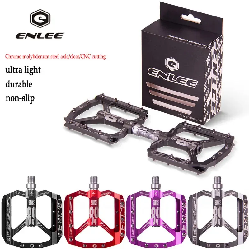 

ENLEE Ultralight MTB Road Bike Flat Pedals CNC Alloy Anti-slip Sealed Bearings DU System 12mm Axle DH XC Platform Pedals