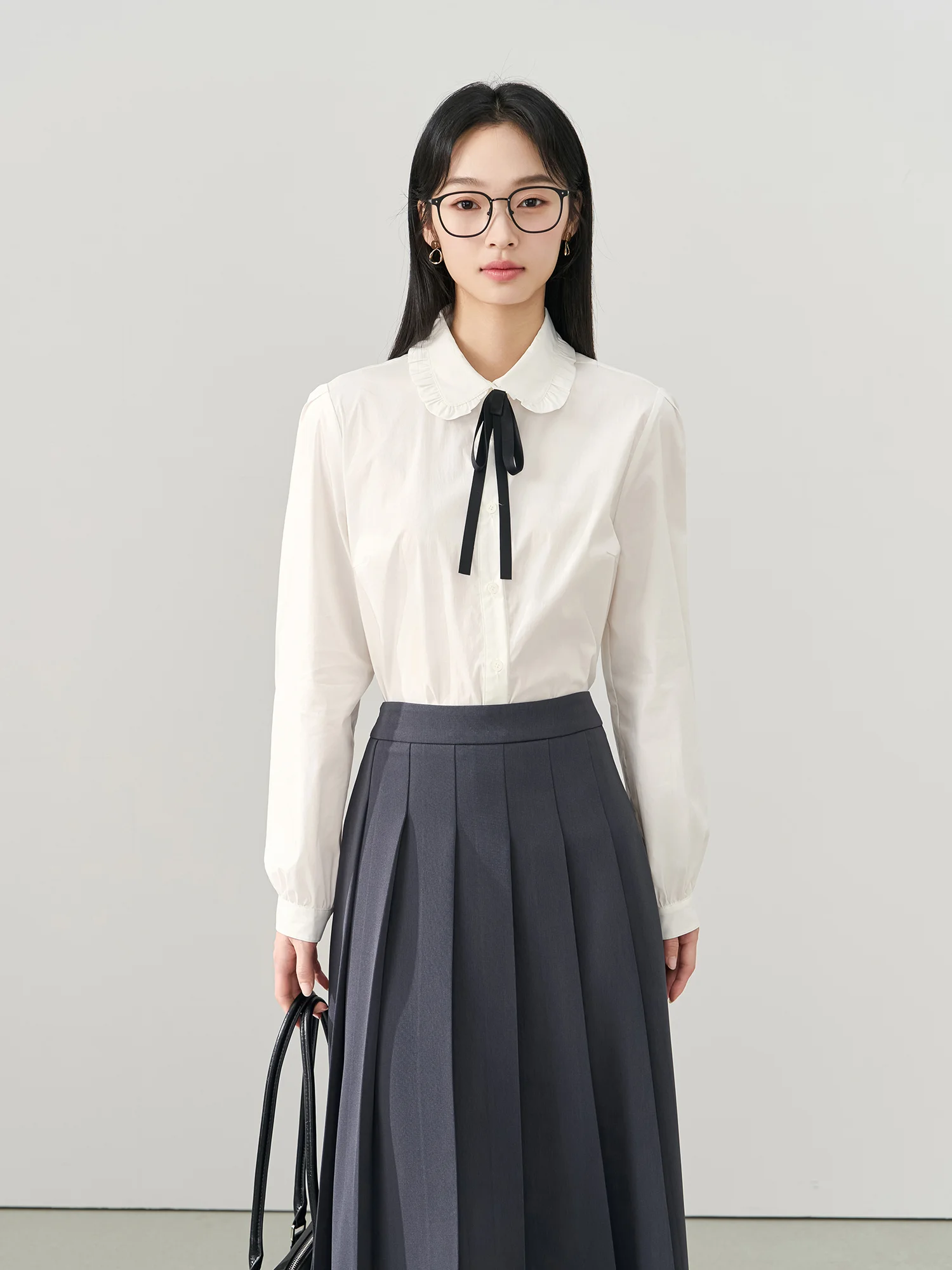 

Bertie Misses White Sash Shirt Women's Spring Professional Long Sleeve Interview Top Cotton Nylon Blend Anti-Wrinkle Commute ...