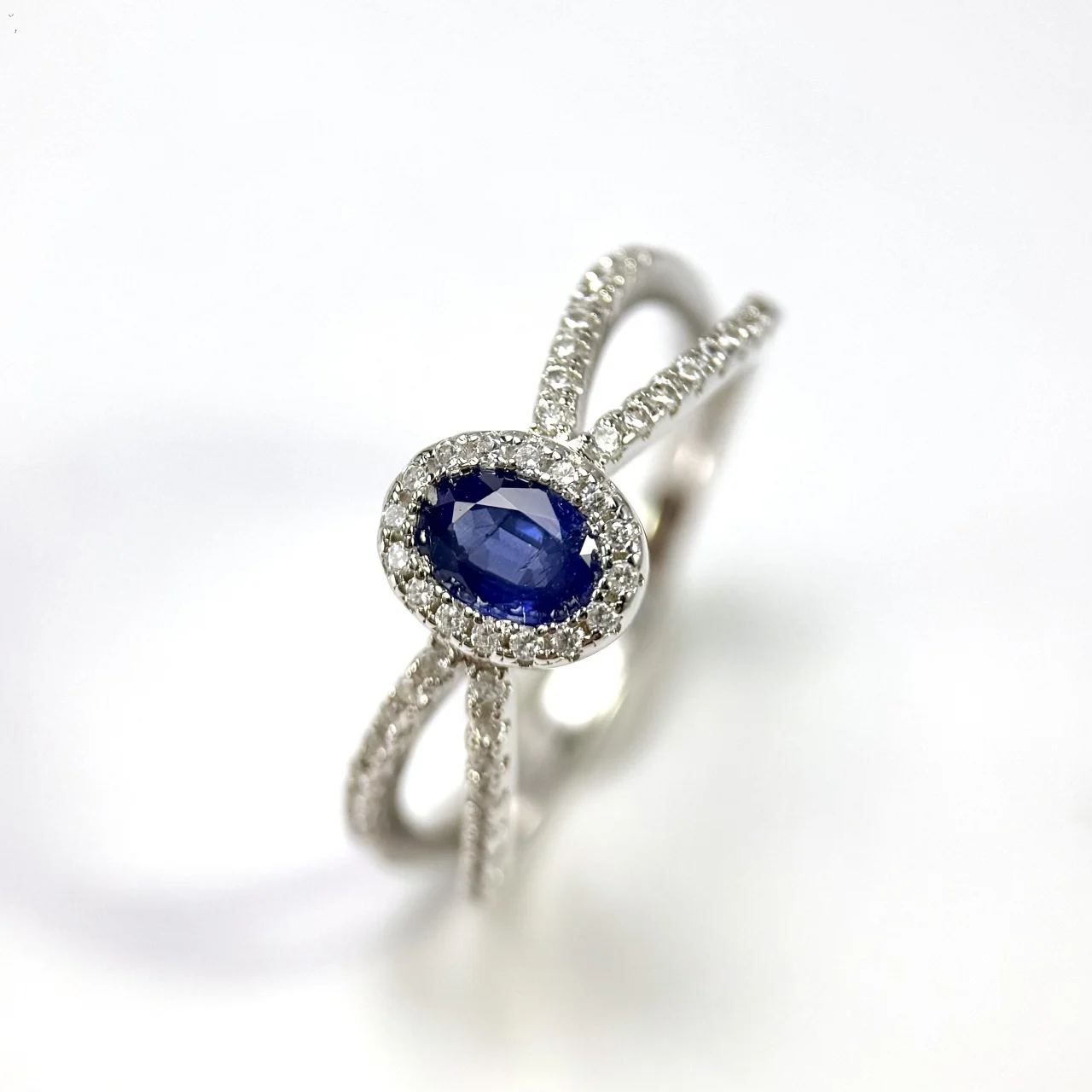 

HT25 Solid 925 Sterling Silver 6*4mm Blue Sapphire Gemstones Rings for Female's Classic Cocktail Rings