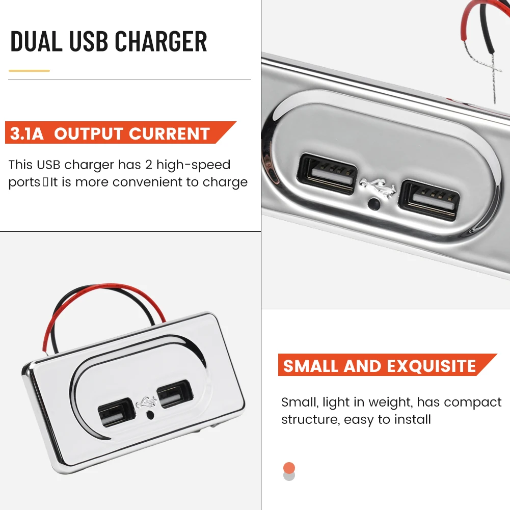 Dual USB Charger Dual Usb Ports Socket Charger 3.1A ABS Charging USB Charger For Camper Caravan Motorhome Newest