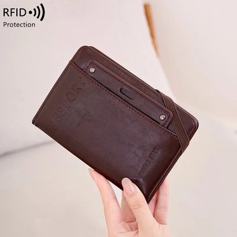 Western RFID Blocking Anti Theft PU Leather Men Wallet Large Capacity Passport Holder Purse for Women