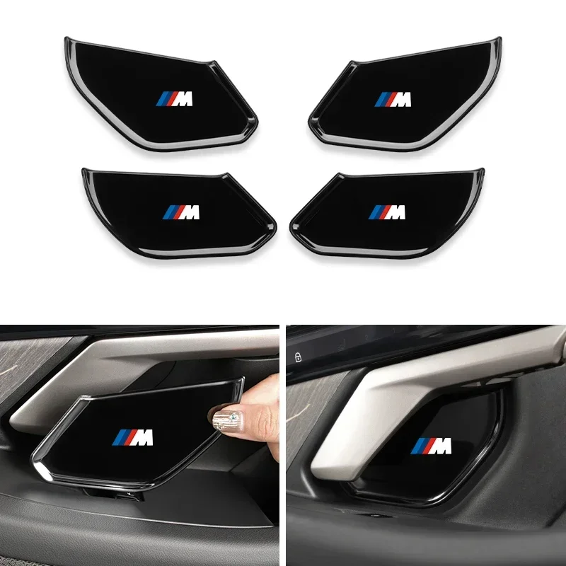 

For BMW 5 Series G60 2024 2025 4PCS Car Inner Door Bowl Stickers Stainless Steel Car Door Handle Protective Cover Accessories