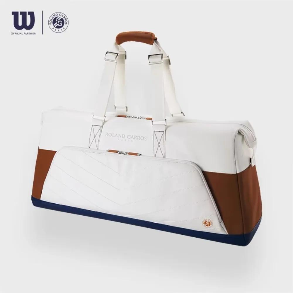 Wilson 2024 Roland Garros Tennis Duffel Racket Bag Super Tour Duża torba tenisowa Max na 5 rakiet z niezależną kieszenią wewnętrzną