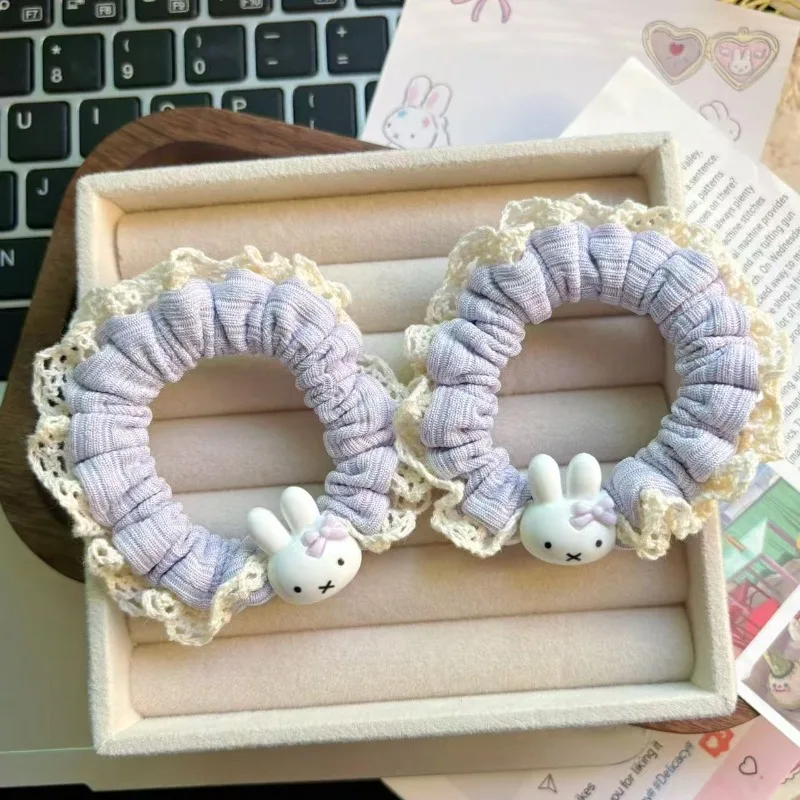 New Miffy Rabbit Hairpin Hairband Cartoon Cute All-match Ins Style Sweet Cute Girl's Pony Tail Hair Rope Girlfriend Same Style