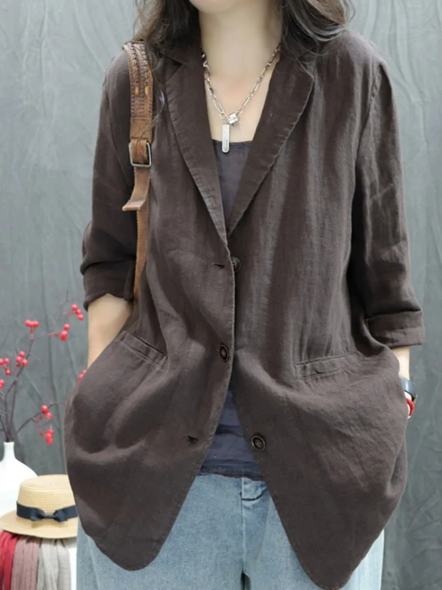

Retro Linen Suit Jaet Women's Autumn 2025 New Faion Casual Versatile Mid-Length West Coat Open Cardigan Top