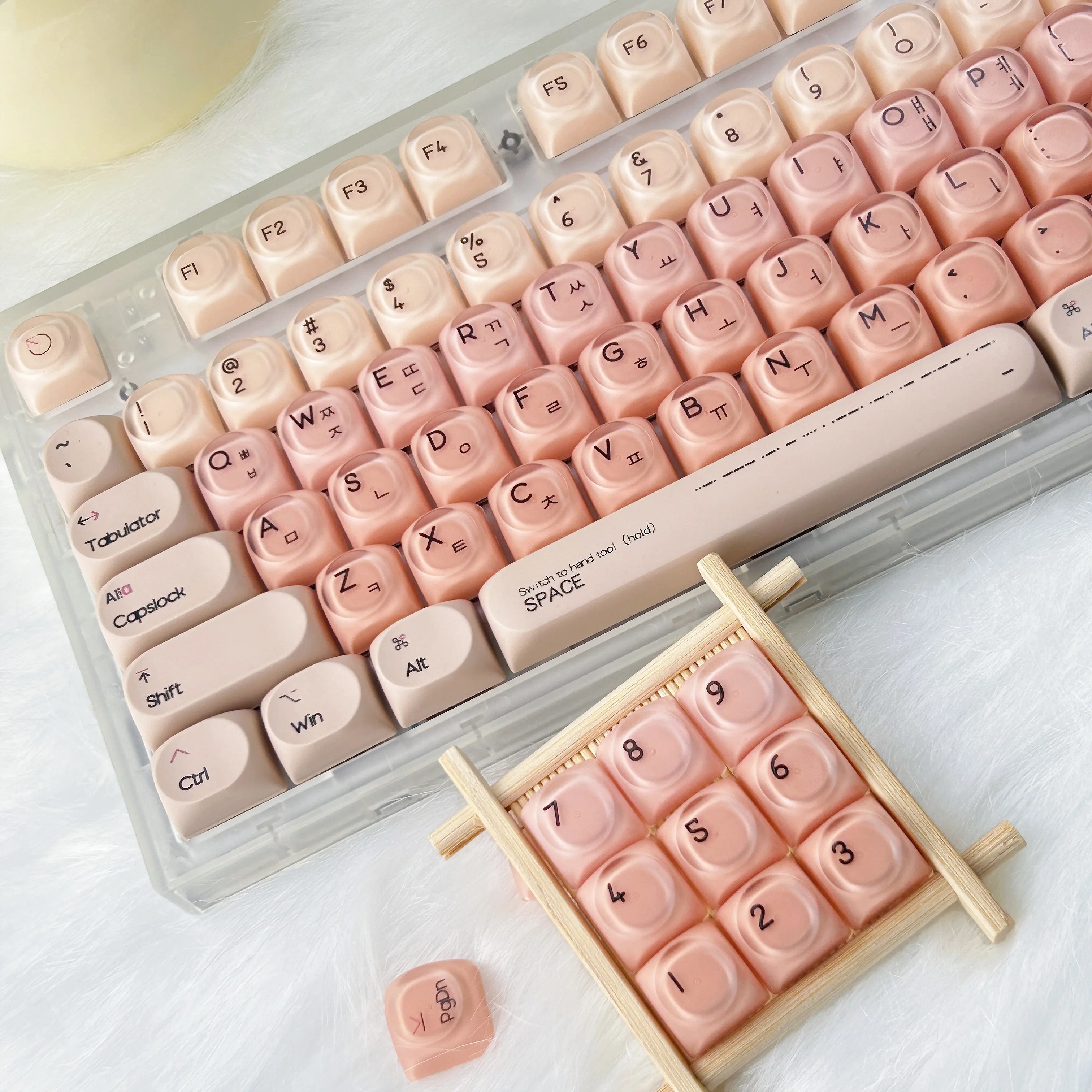 Set Keycap Korea Profil HOA Tema Liquid Foundation Keyboard Mekanik Bulat Bahan PBT+PC ISO Enter Keycaps Hangul