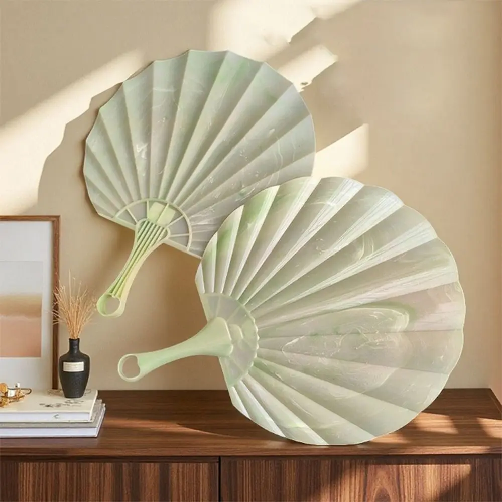 

10pcs Durable Plastic Portable Shell Fan Retro Integrated Chinese Style Fan Gentle Wind Handheld Fan Summer Season