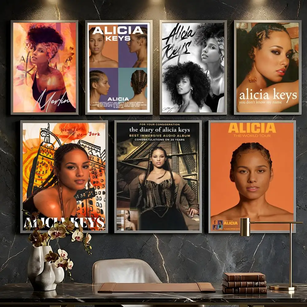 Singer A-Alicia Keys Poster --HD-- Self-Adhesive Waterproof High-Toughness Universal Wall Decor