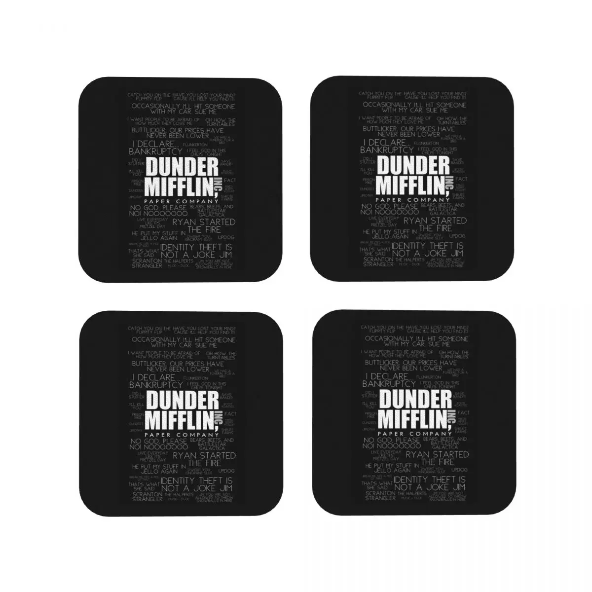 The Office Quotes Dunder Mifflin Paper Company Inc. Coasters Coffee Mats Mug Cup Tableware Pads for Home Kitchen Dining Bar