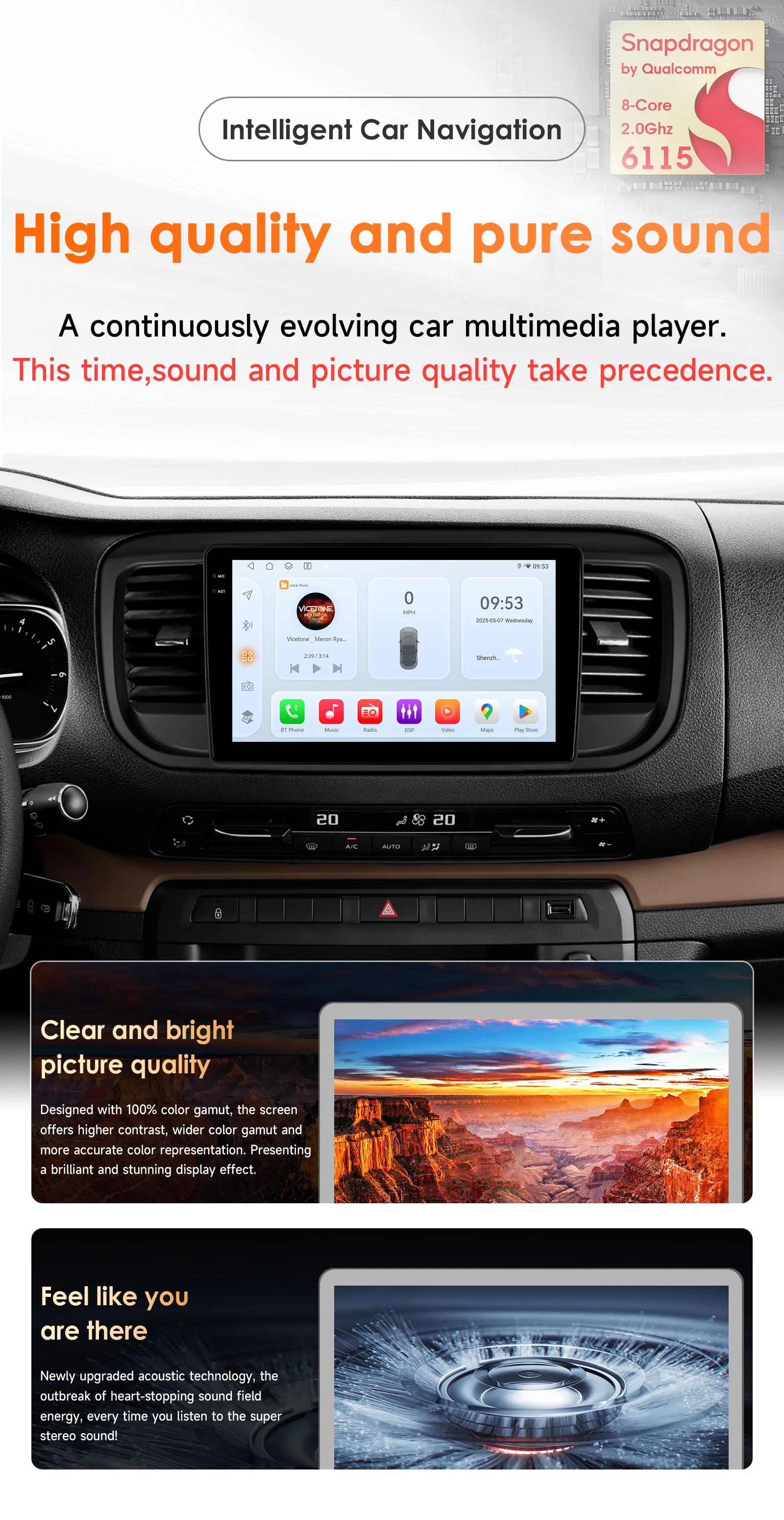 Carplay 4G 9''10.33''6115 AI 2din Android Car Radio for Peugeot Expert 3 Citroen Jumpy 3 SpaceTourer 2016-2021 Multimedia Player