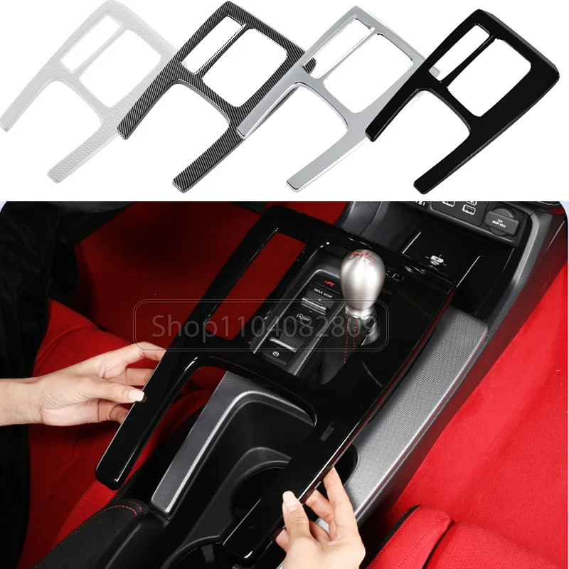 

Для TYPE-R FL5 Honda Civic 11th 2022-2025 углеродное волокно, центральная панель управления переключением передач, накладка, наклейка, модифицированный аксессуар для автомобиля