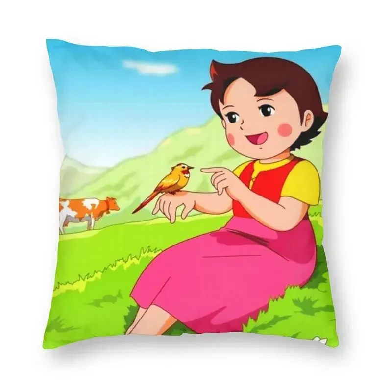 Heidi Peter And Grandpa Alps Goat Mountain Cushion Cover 40x40 Home Decor Cartoon Movie Throw Pillow For Living Room Double Side