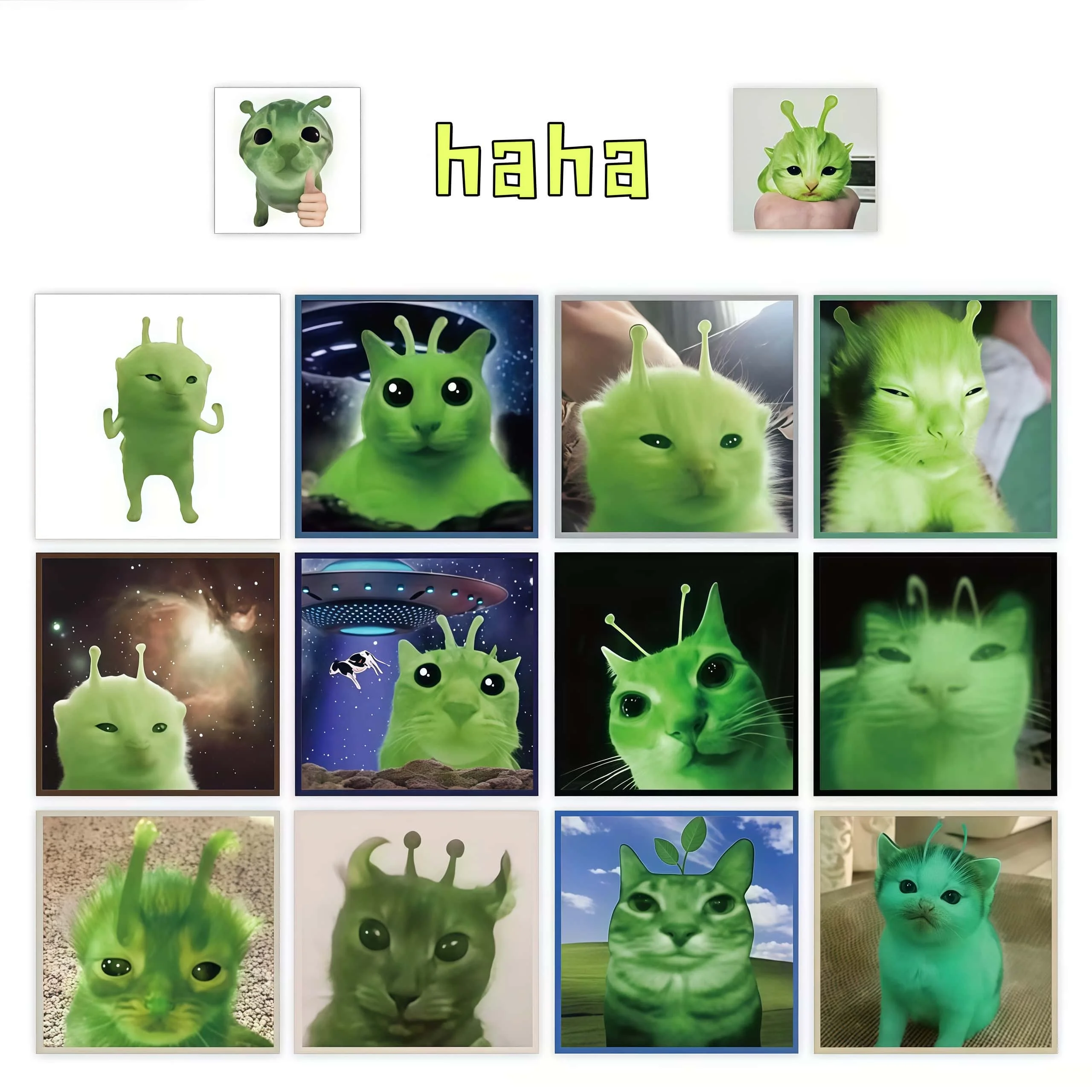 500Pcs Hilarious Alien Cat Meme Sticker Roll, Abstract Funny Expression Seal Decals for Party & DIY