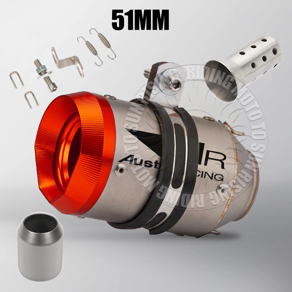 Orange Tip 51mm 60mm AR Carbon Stainless Motorcycle Exhaust Muffler Escape Tail Pipe For Kawasaki Honda Yamaha KTM CF Suzuki etc image 3