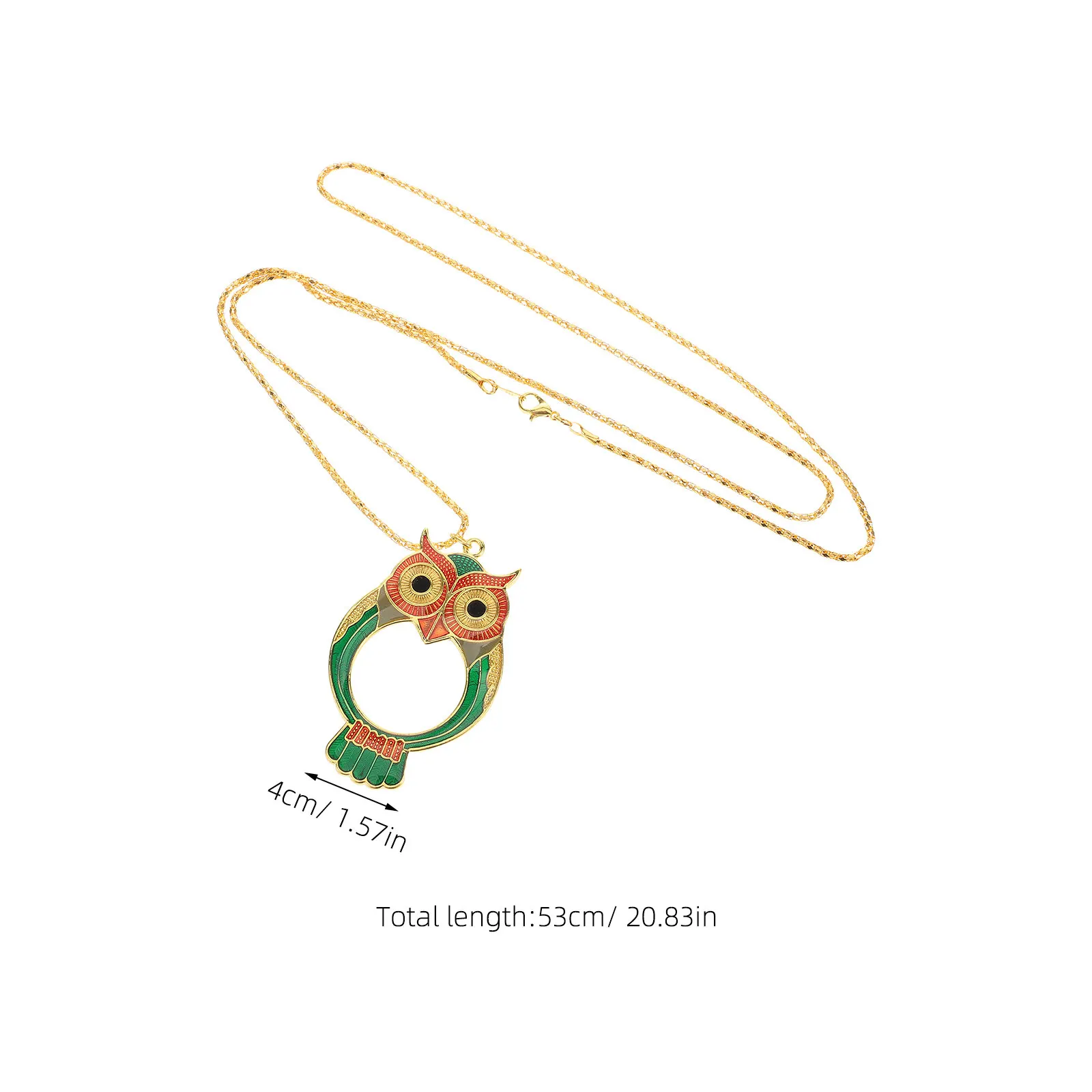 Owl 10X Lens Pendant Vintage Jewelry Long Sweater Chain Decorative Accessory For Women Clothing Pendant Charm Reading Magnifier