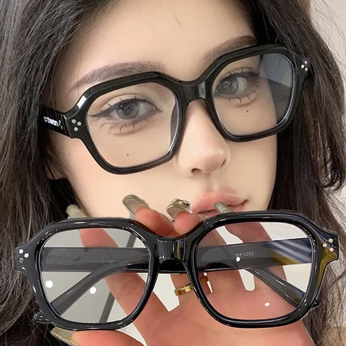 Imagen 2 del producto Gafas negras con estampado de leopardo, montura Retro Harajuku, gafas coreanas para estudiantes, gafas de lectura transparentes, gafas con bloqueo de luz azul