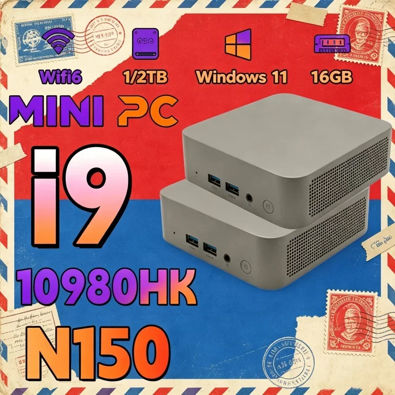 Intel Core N150/I9‑10980HK Ultra Compact Mini PC 16GB RAM 2TB SSD Triple 4K Monitor Home Office Small Pro Sharp Response
