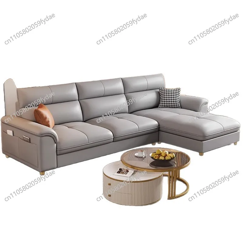 

Современный диван-кровать для гостиной в стиле лайт-люкс с технологичной тканью, устойчивой к царапинам кошачьими когтями, комбинированный, с функцией хранения, из латекса, прямой формы.