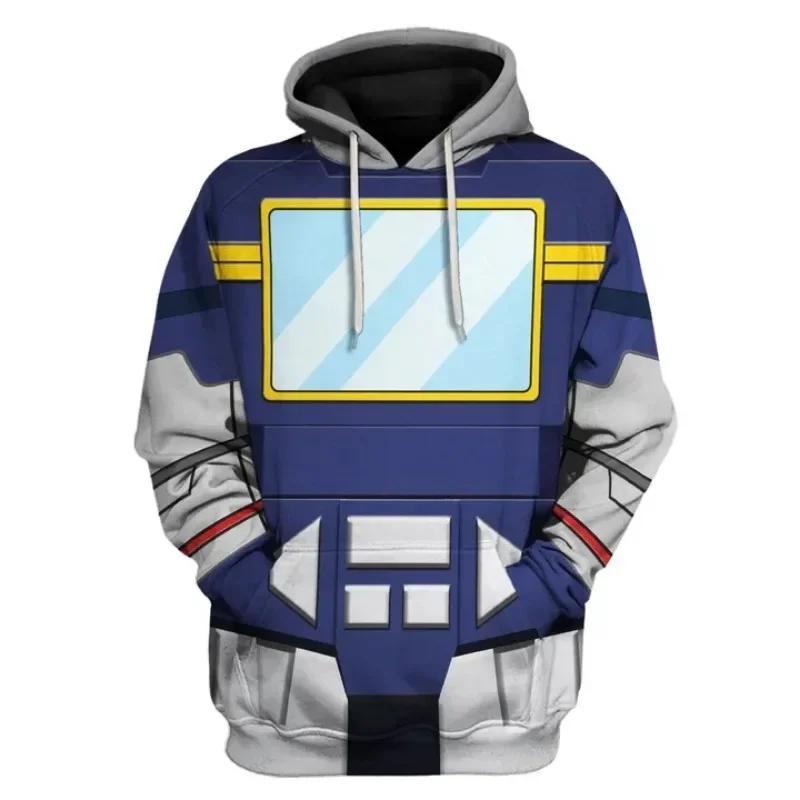 

Men's 3D Robot Print Hoodie Red/Blue Cartoon Streetwear Sweatshirt Cotton Blend Pullover for Teen Boys