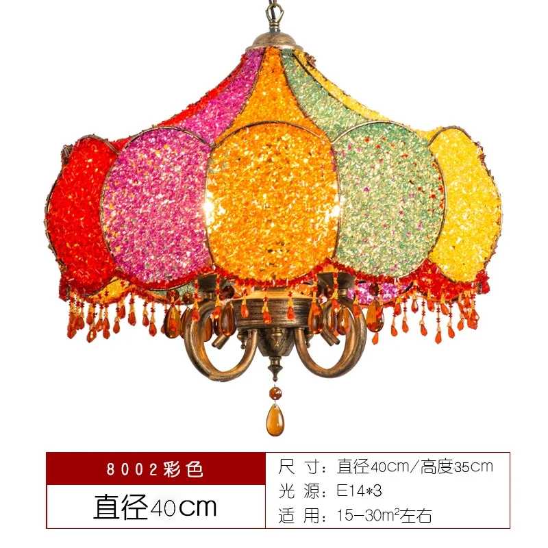 Mediterranean bedroom restaurant chandelier Bohemian decorative lamp creative crystal color study Chandelier