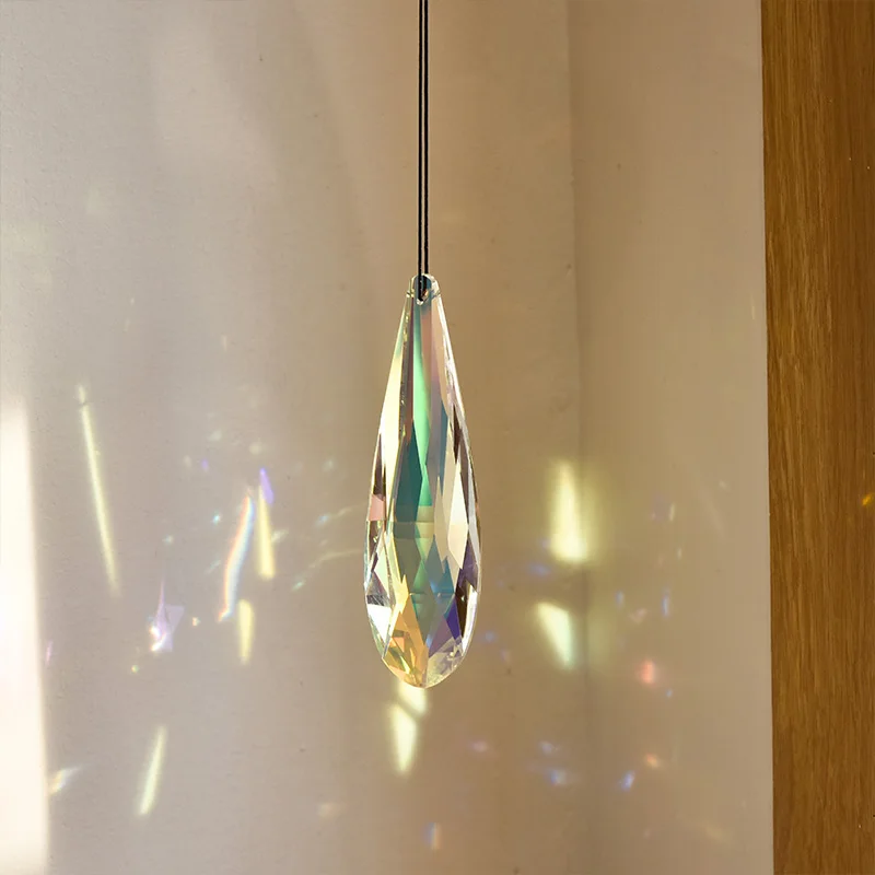 Colorful Slender Water Drop Crystal Prism Hanging Pendant Home Decor Chandelier Crystal Prism Pendant