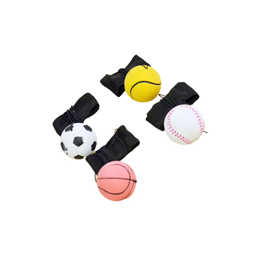 4 Uds. De juguetes de pelota para lanzar, pulsera elástica, pelota para muñeca, bolas de ventilación, relajante de emociones creativo con cuerda, patrón aleatorio